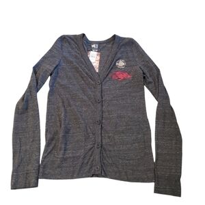 My U Apparel Women's U Of Arkansas Razorback Button Front Cardigan Large